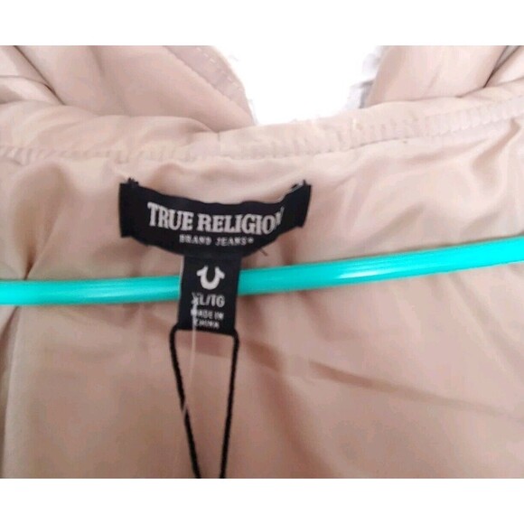 True Religion Buddha Logo Two Tone Varsity Letterman Jacket Men’s XL Leather NWT - Picture 13 of 16